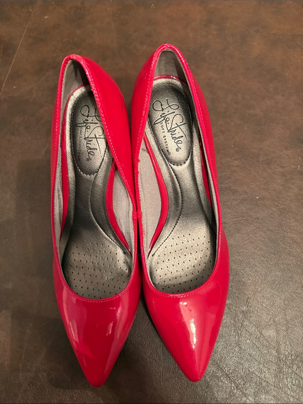 Life Stride Women’s Patent Pointed-Toe Pumps - Red